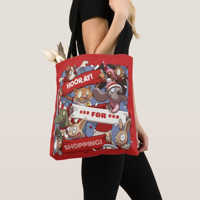 Bolsa Tote Fãs de Animais Excêntricos Ilustração de Compras c (Close Up)