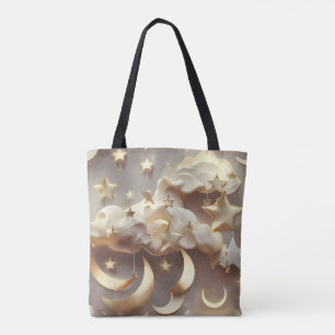Bolsa Tote Fases da Lua Celestial Creme Suave