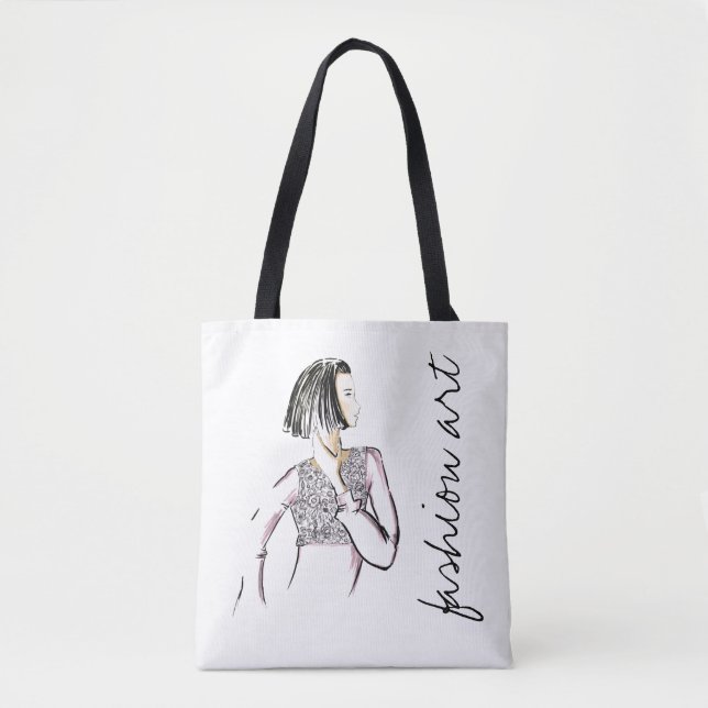 Bolsa Tote Fashion Art Fashion Illustration Art Impressão (Frente)