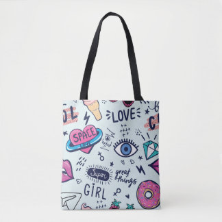 Bolsa Tote Fashion Patch: Pop Art Stickers.