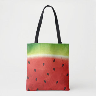 Bolsa Tote Fatia gigante de melancia engraçada em aquarela fo