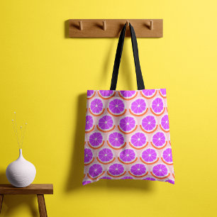 Bolsa Tote Fatias de Citrino Gráfico Rosa Limão
