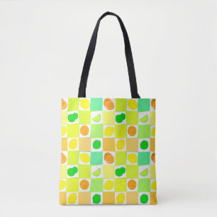 Bolsa Tote Fatias de Frutas Cítricas de Limão, Lima e Laranja