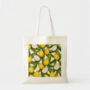 Bolsa Tote Fatias de Pitaia Amarela Padrão Tropical