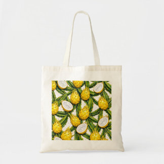 Bolsa Tote Fatias de Pitaia Amarela Padrão Tropical