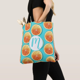Bolsa Tote Fatias Laranja no Azul
