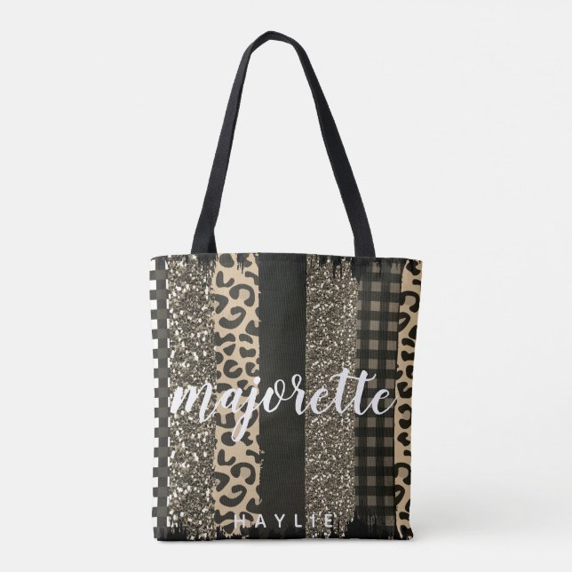 Bolsa Tote Faux Cheetah e Glitter - Majorette personalizada (Verso)