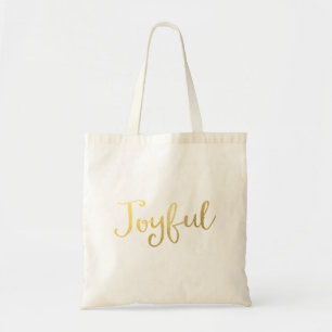 Bolsa Tote Faux Gold Foil Joyful - Ver Férias de Natal