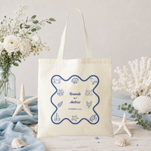 Bolsa Tote Favor de casamento caprichoso com vida marinha des