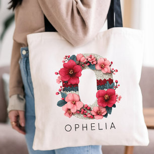 Bolsa Tote Favor de Casamento com Alfabeto Floral Personaliza