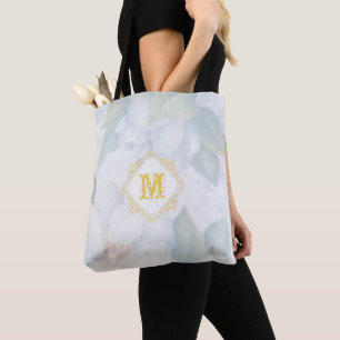 Bolsa Tote Favor De Casamento De Monogramas Florais Brutos
