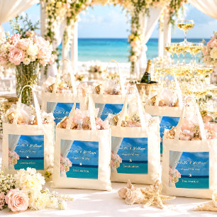 Bolsa Tote Favor de Casamento de Verão de Praia no Oceano Fl