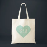 Bolsa Tote Favor de Casamento do Monograma do Coração<br><div class="desc">Coração moderna, corajosa e corajosa, design com as iniciais personalizadas do monograma da noiva e do noivo e a data de casamento personalizada. Perfeito para o casamento por sacos de tote, Dia de os namorados, presente de aniversário ou qualquer ocasião! Clique no botão "Personalizar" para adicionar seu próprio texto personalizado...</div>