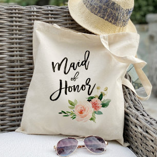 Bolsa Tote Favor de casamento floral rosado para madrinha de