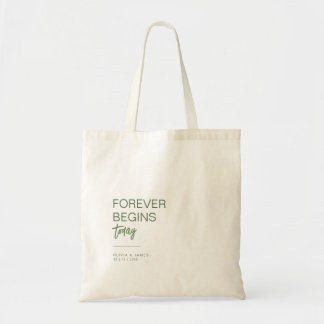 Bolsa Tote Favor de Casamento Simples Salvia Forever Begins T
