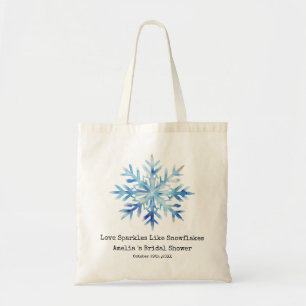 Bolsa Tote Favor de Chuva de Neve Azul para Chá de Noiva de I