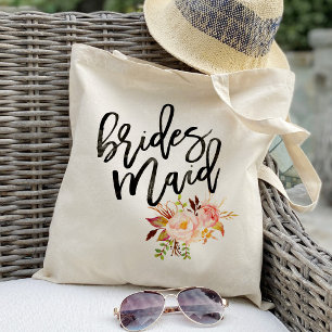 Bolsa Tote Favor de damas de honra com flores de Peônia Rústi