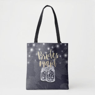 Bolsa Tote Favor do Casamento Bridesmaid Mason Jars String Li
