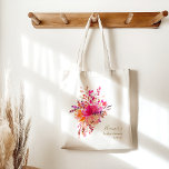Bolsa Tote Favor Personalizado do Chá de panela Floral Rosa-Q<br><div class="desc">Saco de ferramentas personalizado do Chá de panela Floral Rosa-Quente Elegante</div>