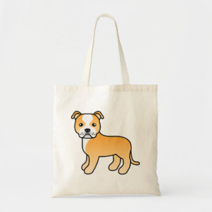 Bolsa Tote Fawn E White Staffordshire Bull Terrier Dog