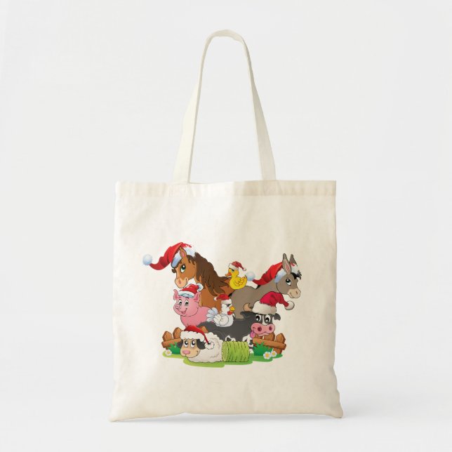 Bolsa Tote Fazenda Animal Christmas (Frente)