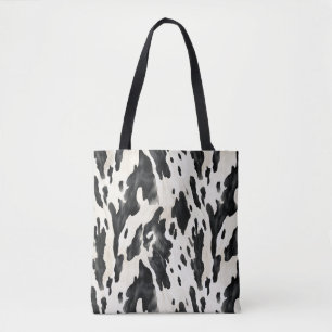 Bolsa Tote Fazenda Animal Impressão Vaca Preta e Branca