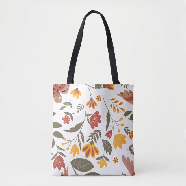 Bolsa Tote Fazenda de Arte Folclórica Moderna outono Florais (Frente)