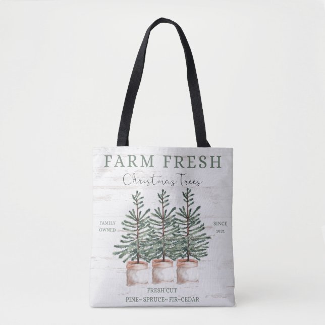 Bolsa Tote Fazenda de Árvore de Natal Russo (Frente)