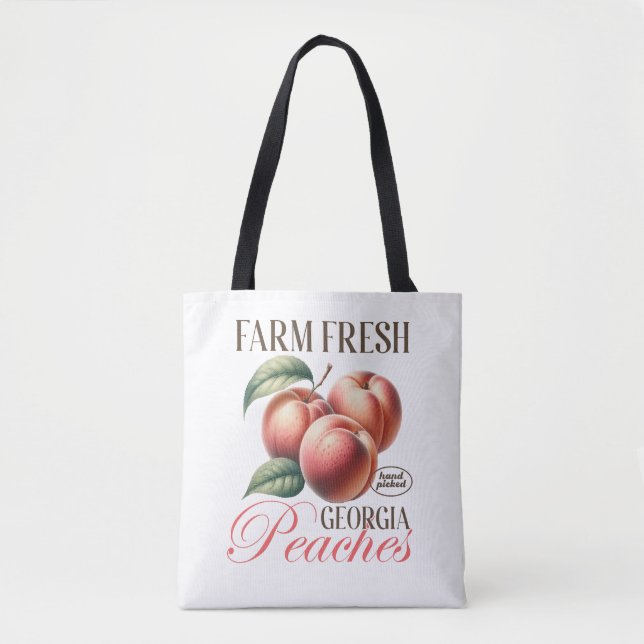 Bolsa Tote Fazenda Design de Pêssegos Frescos de Fruta (Frente)