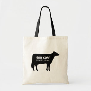 Bolsa Tote Fazenda Personalizada de Vaca de Holstein Negro