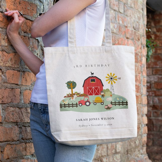 Bolsa Tote Fazenda Vermelho Bonito De Barnyard Animal Qualque (Criador carregado)