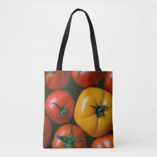 Bolsa Tote Fazendas Tomates vermelhos e amarelos brilhantes