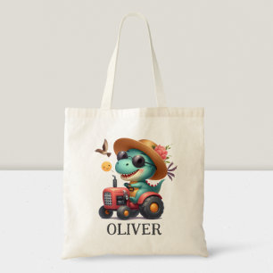 Bolsa Tote Fazendeiro Trex Dinossauro Legal Dirigindo Trator