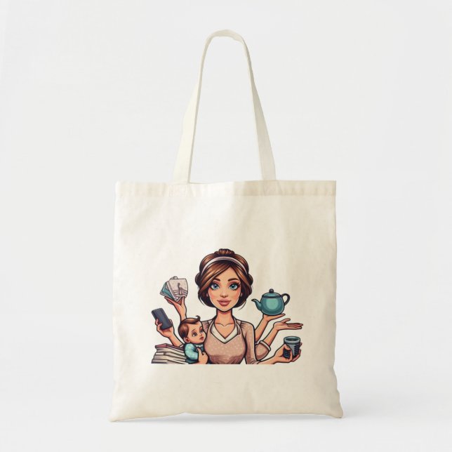 Bolsa Tote Fazendo malabarismo com o humor da mãe (Frente)