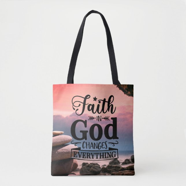 Bolsa Tote Fé do Cristianismo em Deus (Frente)