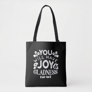 Bolsa Tote Fé e Felicidade – Citações de Alegria e Contentame