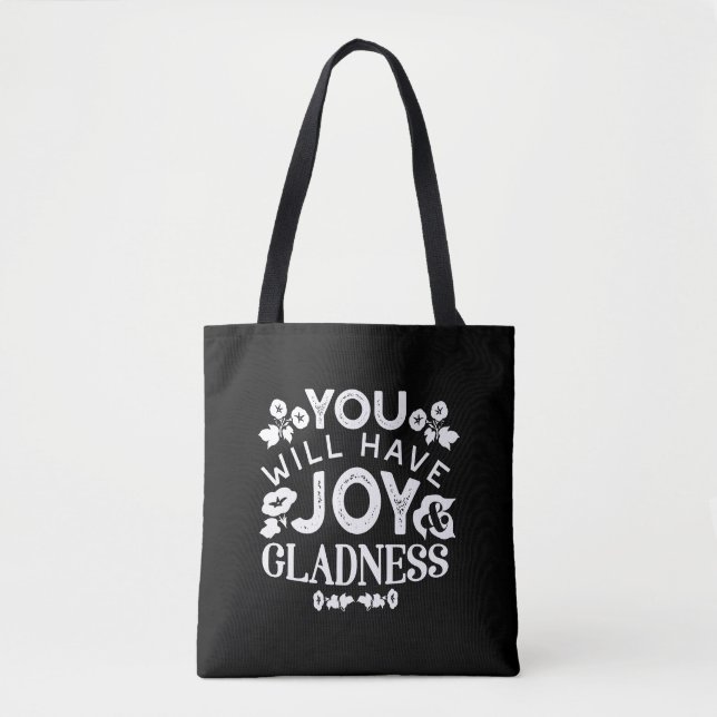 Bolsa Tote Fé e Felicidade – Citações de Alegria e Contentame (Frente)