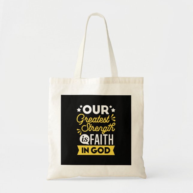 Bolsa Tote Fé em Deus – Nossa Maior Força Citação (Frente)