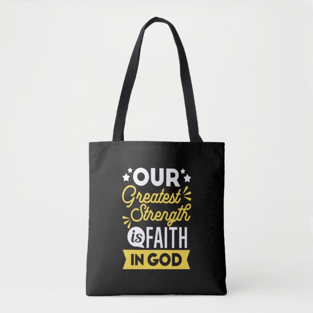 Bolsa Tote Fé em Deus – Nossa Maior Força Citação (Frente)