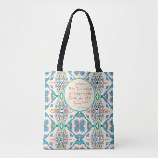 Bolsa Tote Fé, Esperança e Amor (Frente)