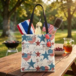 Bolsa Tote Fé, Liberdade e Retro Patriótico Antigo