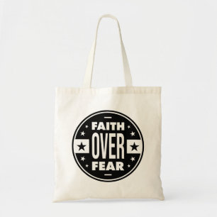 Bolsa Tote Fé sobre o medo, citação motivacional