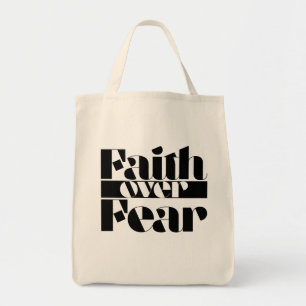 Bolsa Tote Fé sobre o medo do Typo Inspiracional Cristão Retr