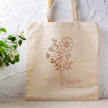 Bolsa Tote Febre Personalizada do Mês do Nascimento do Outubr<br><div class="desc">Um belo buquê botânico moderno de cosmos em cor de terra cotta representa o mês de nascimento de outubro. O presente ideal para mostrar a sua pessoa favorita o quanto você se importa. Perfeito para todas as ocasiões, incluindo aniversários, melhores amigos, Dia de as mães, presente de damas de honra,...</div>