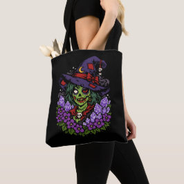 Bolsa Tote February Zombie Witch with Gems and Flowers
