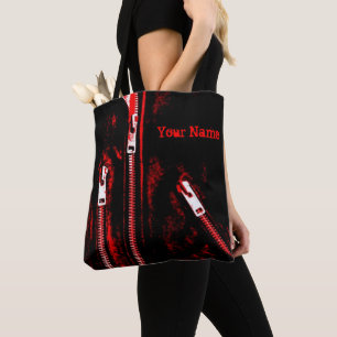 Bolsa Tote Fecha o nome vermelho do impressão por todo o lad
