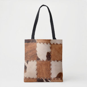 Bolsa Tote Feche o fundo texturizado de retalhos de couro.