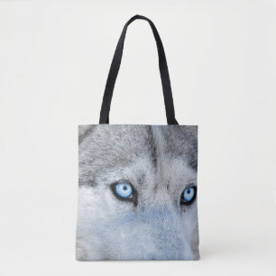 Bolsa Tote Feche o Husky siberiano com Olhos Azuis