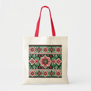 Bolsa Tote Feira de Natal/Inverno vermelha e verde