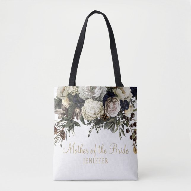 Bolsa Tote Feiticeira de casamento floral (Frente)
